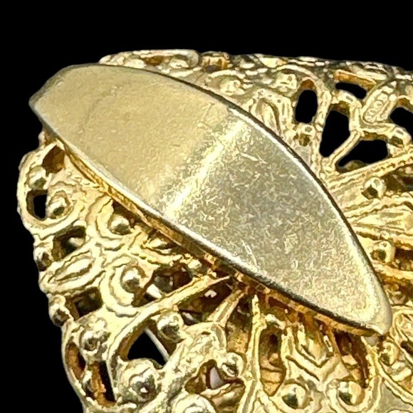 Vintage Sarah Cov EARRINGS Clip On Gold Tone Filigree - Picture 6 of 8